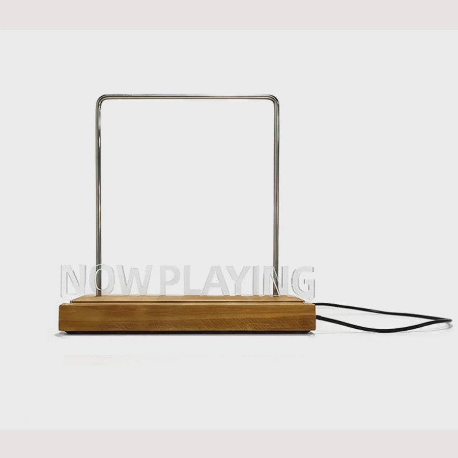 Retro Houten "Now Playing" Vinyl Platenstandaard met Neon LED Verlichting