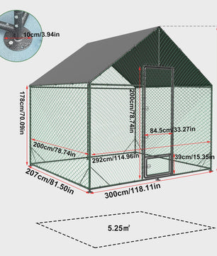 Ruime Metalen Kippenren met Dak - Weerbestendig en Roofdierproof