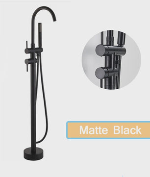 Vrijstaande Badkraan met Douchefunctie - Zwart, Chroom, Goud - Zwenkbare Uitloop & Warm/Koud Water Mixer