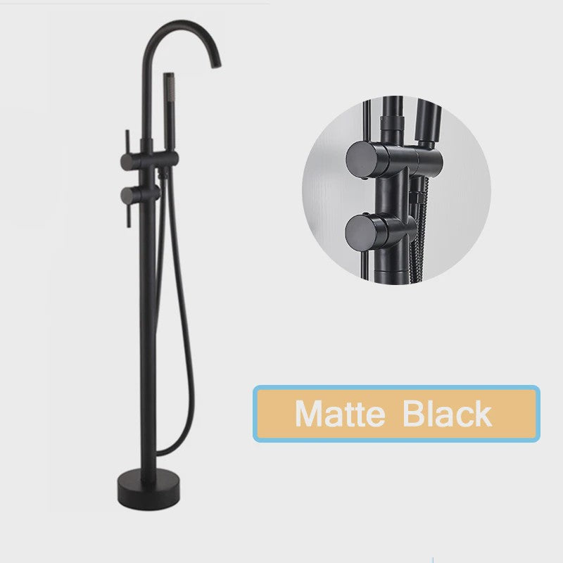 Vrijstaande Badkraan met Douchefunctie - Zwart, Chroom, Goud - Zwenkbare Uitloop & Warm/Koud Water Mixer