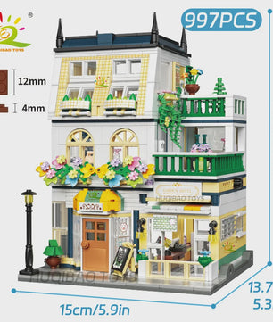 HUIQIBAO Mini Tuin Hotel Bouwset - 997 Stenen voor Stadsstraat Huis Model & Display Speelgoed