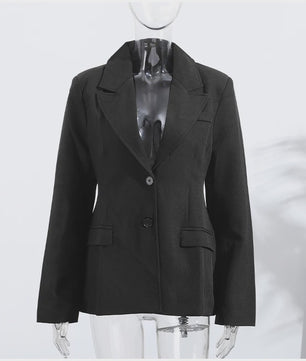 Chique Dames Blazer met Schoudervullingen en Split – Lente 2025 Collectie
