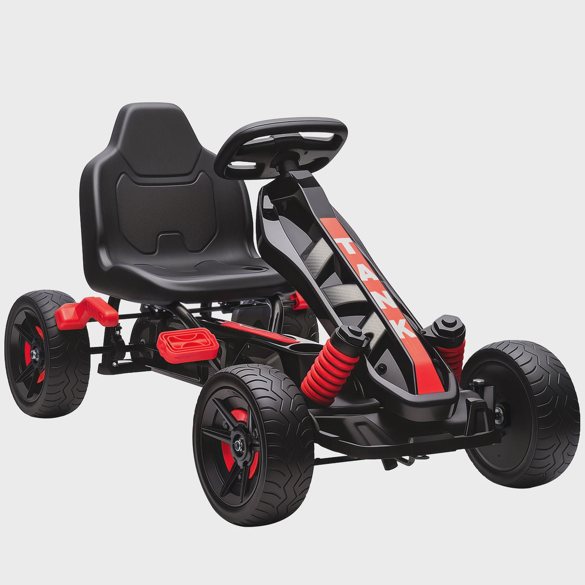 Traptrekker voor Kinderen met Automatische Koppeling & Rem - Rood Metaal