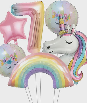 Regenboog Eenhoorn Folieballon Set - 32 Inch Gegradueerde Cijferballon voor Feestjes
