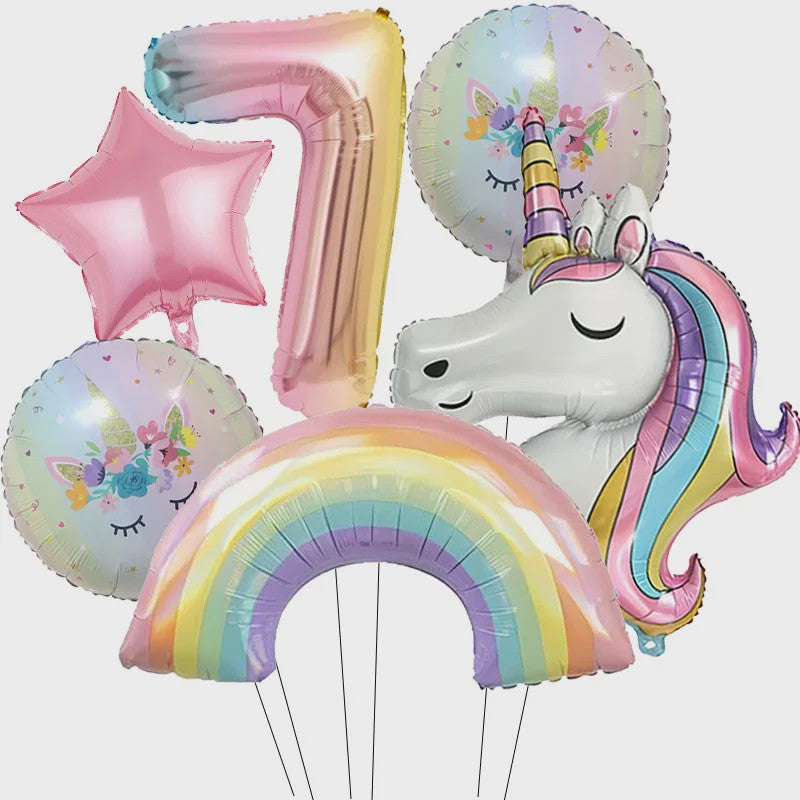 Regenboog Eenhoorn Folieballon Set - 32 Inch Gegradueerde Cijferballon voor Feestjes