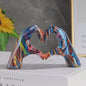 Hart Handen Sculptuur - Unieke Resin Decoratie met Abstracte Print