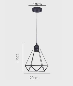 Industriële Hanglamp Zwart - Diamant Kooi Design - 3-Lichts