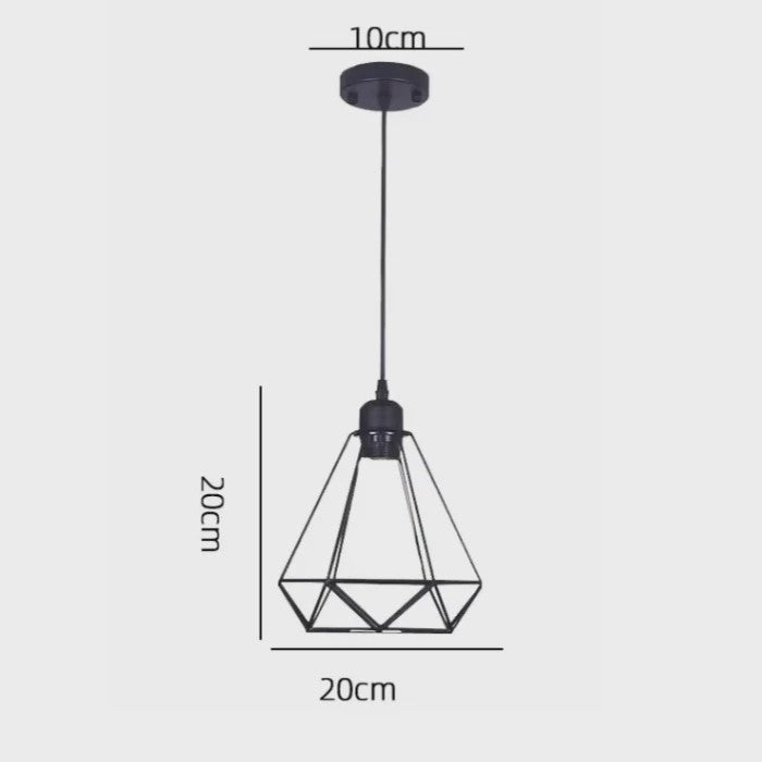 Industriële Hanglamp Zwart - Diamant Kooi Design - 3-Lichts