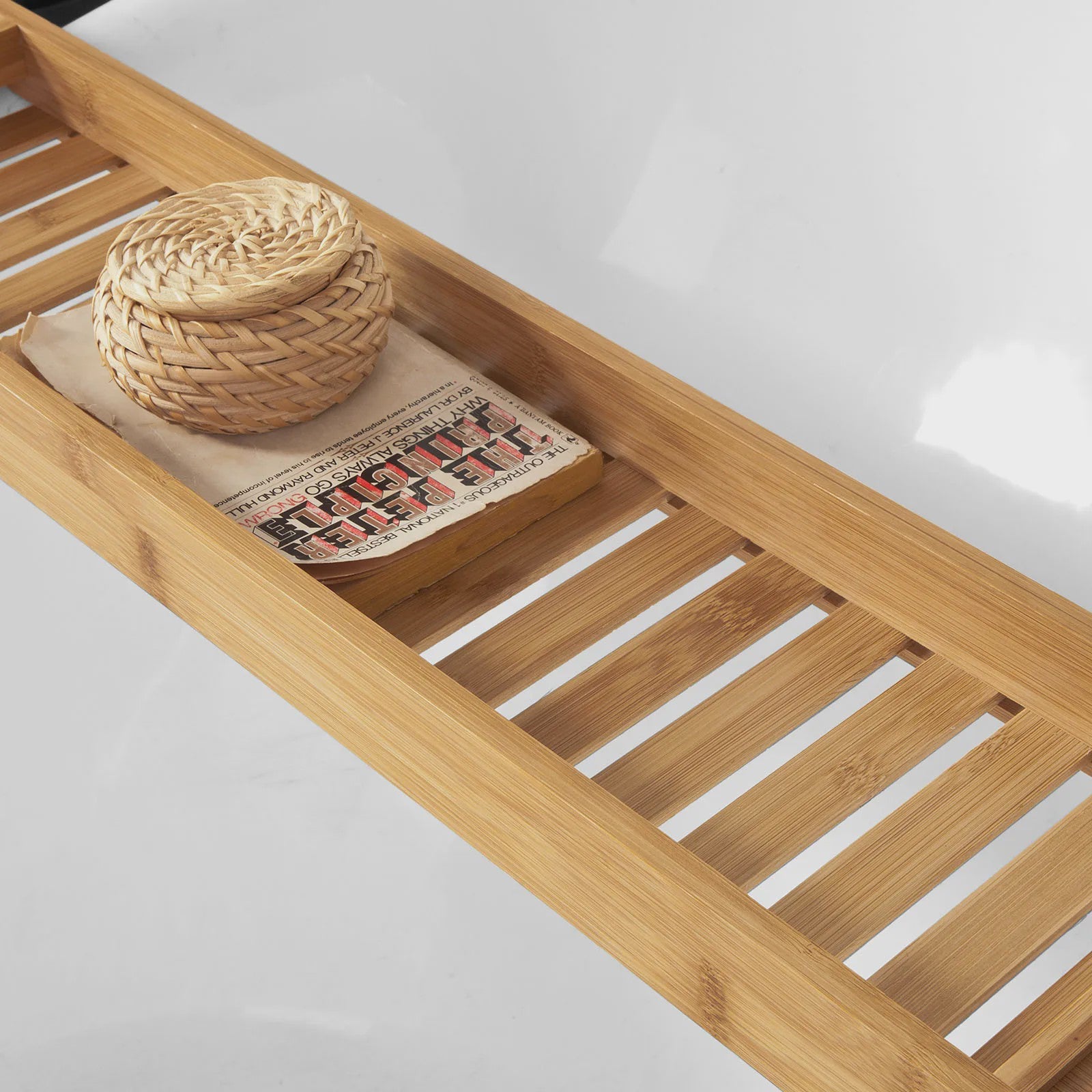 Luxe Bamboe Badplank 80cm - Extra Lang & Gelakt - Met Houders voor Wijn en Kaars