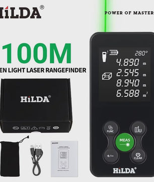 HILDA Laser Afstandsmeter 100M - Oplaadbaar met Hoekmeting en Digitale Meetlint Functie