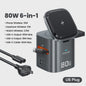 Toocki 80W GaN 6-in-1 Oplaadstation: MagSafe, 65W PD & Intrekbare Kabel