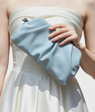 Luxe Plissé Avondtas met Gouden Ketting - Clutch & Schoudertas voor Feestelijke Gelegenheden
