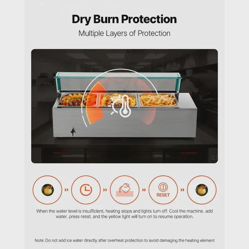 Professionele Bain-Marie Warmhoudbak - 3x 1/2 GN - Roestvrij Staal met Glazen Deksel & Soeplepel