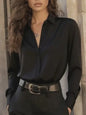 Elegante Damesblouse met Lange Mouwen en Klassieke Kraag - Veelzijdige Kantoor Chic Top