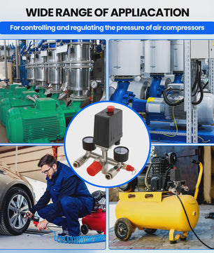 Automatische Drukregelaar Kit voor Compressor met Dubbele Manometers