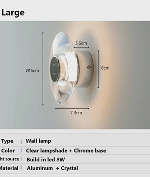Moderne Ronde Kristallen Wandlamp - Italiaans Design voor Slaapkamer, Woonkamer & Hal