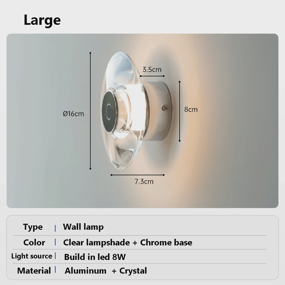 Moderne Ronde Kristallen Wandlamp - Italiaans Design voor Slaapkamer, Woonkamer & Hal