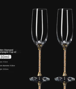 Luxe Kristallen Champagneglazen Set - Handgemaakt met Diamant-look Stijl - Perfect voor Koppels
