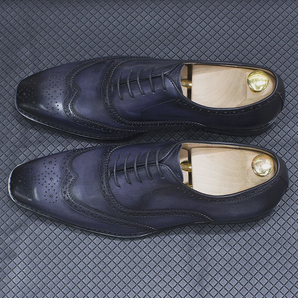 Handgemaakte Heren Leren Wingtip Oxford Schoenen - Klassiek & Formeel