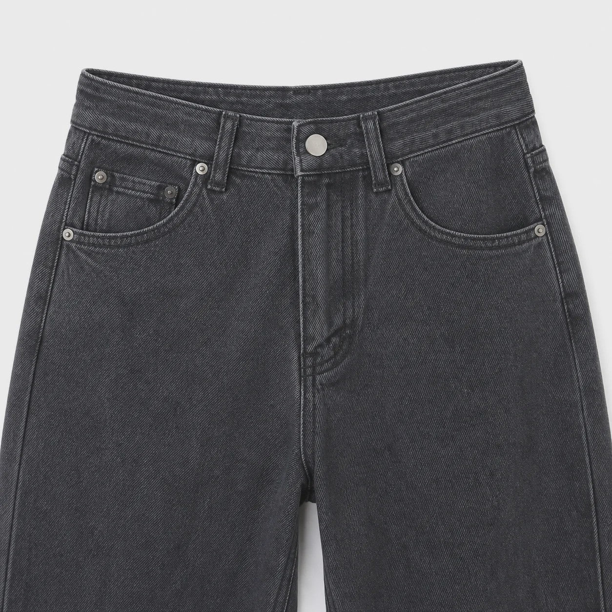 High Waist Wide Leg Jeans Dames - Zwart Ombre Vintage Wash