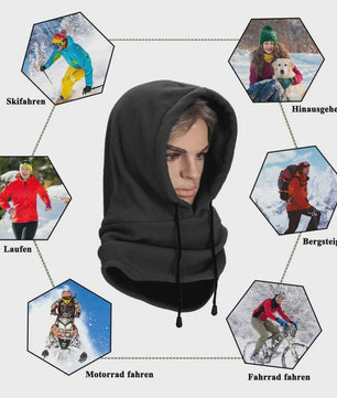 Unisex Winter Balaclava met Capuchon - Winddicht Fleece Masker met Trekkoord voor Motorrijders en Koude Dagen