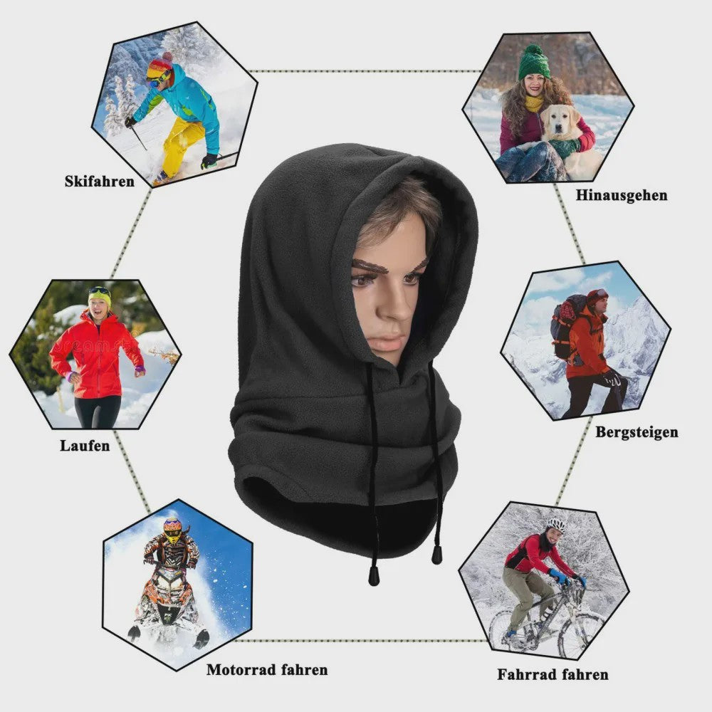 Unisex Winter Balaclava met Capuchon - Winddicht Fleece Masker met Trekkoord voor Motorrijders en Koude Dagen