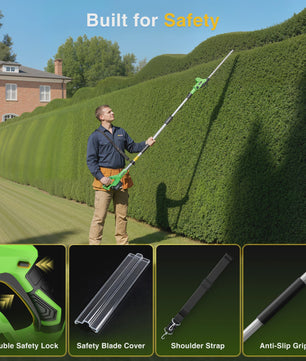 TaskStar Snoerloze Heggenschaar op Steel - 50cm Dubbelzijdig Mes, 2x 4000mAh Accu