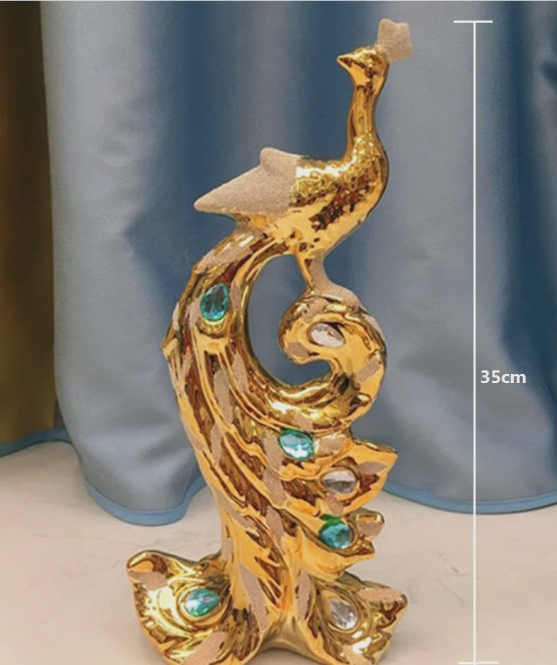 Luxe Gouden Pauwen Beeldjes - Creatieve Decoratie voor Woonkamer & Kast