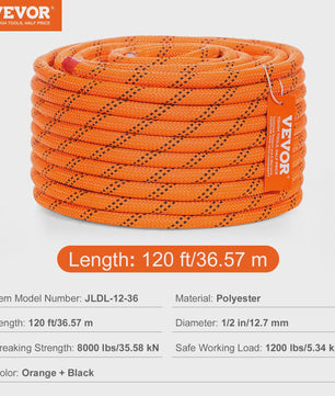 Sterk Polyester Touw 120ft - Dubbel Gevlochten, 48-Strands, Veelzijdig Gebruik