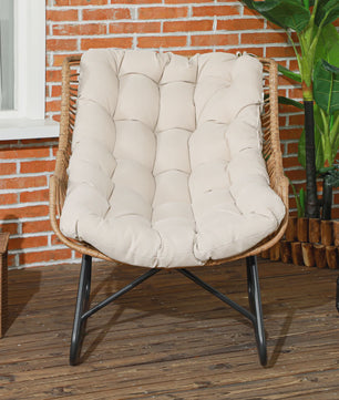 Outsunny Rotan Fauteuil met Dik Zitkussen - Comfortabele Tuinstoel tot 120 kg