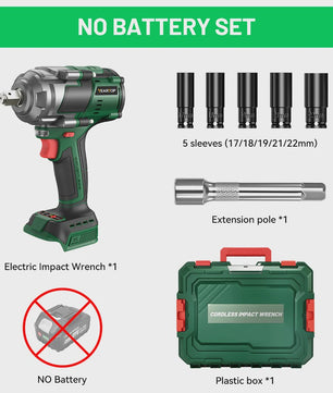 YEARTOP 2800 Nm Brushless Elektrische Slagschroevendraaier - Krachtig Gereedschap voor Makita 18V Batterijen