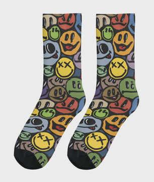 Graffiti Emoticon Sokken - Vrolijke & Comfortabele Streetwear Sokken voor Heren