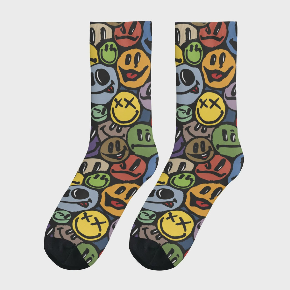 Graffiti Emoticon Sokken - Vrolijke & Comfortabele Streetwear Sokken voor Heren