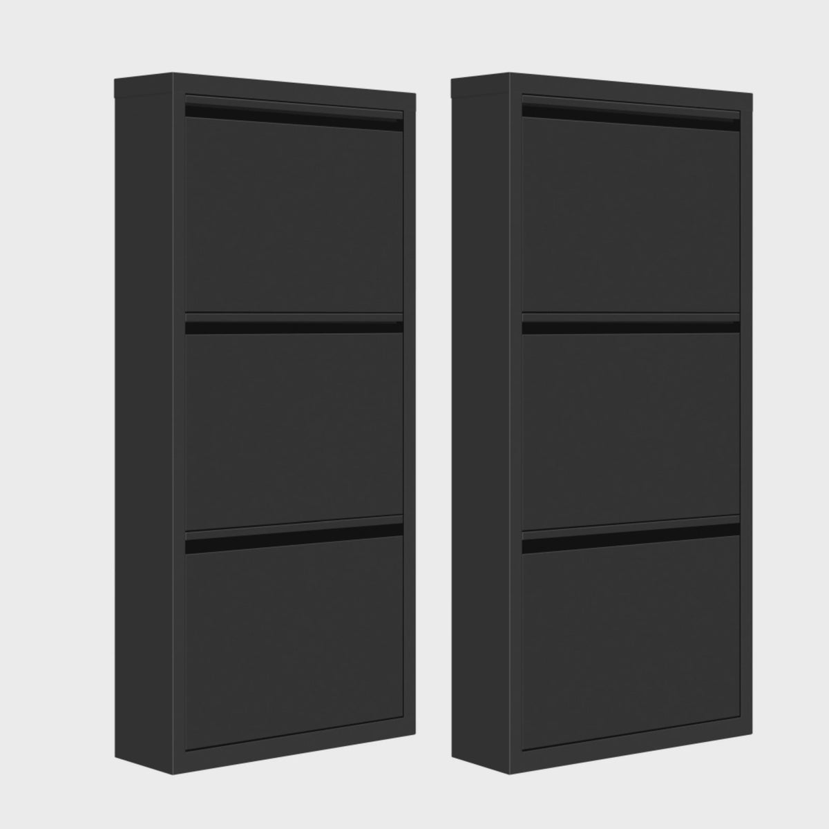 SediaXL Metalen Schoenenkast met 3 Klepkasten - Smal en Stijlvol voor Hal, Woonkamer of Slaapkamer