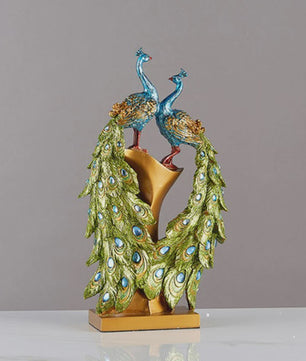 Luxe Pauw Beeldje van Hars - Decoratief Ornament voor Huis en Kantoor