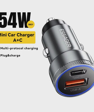 Essager 54W Snellader Auto | PD 3.0 & QC 3.0 | USB-C & USB-A | Snel Opladen Telefoon