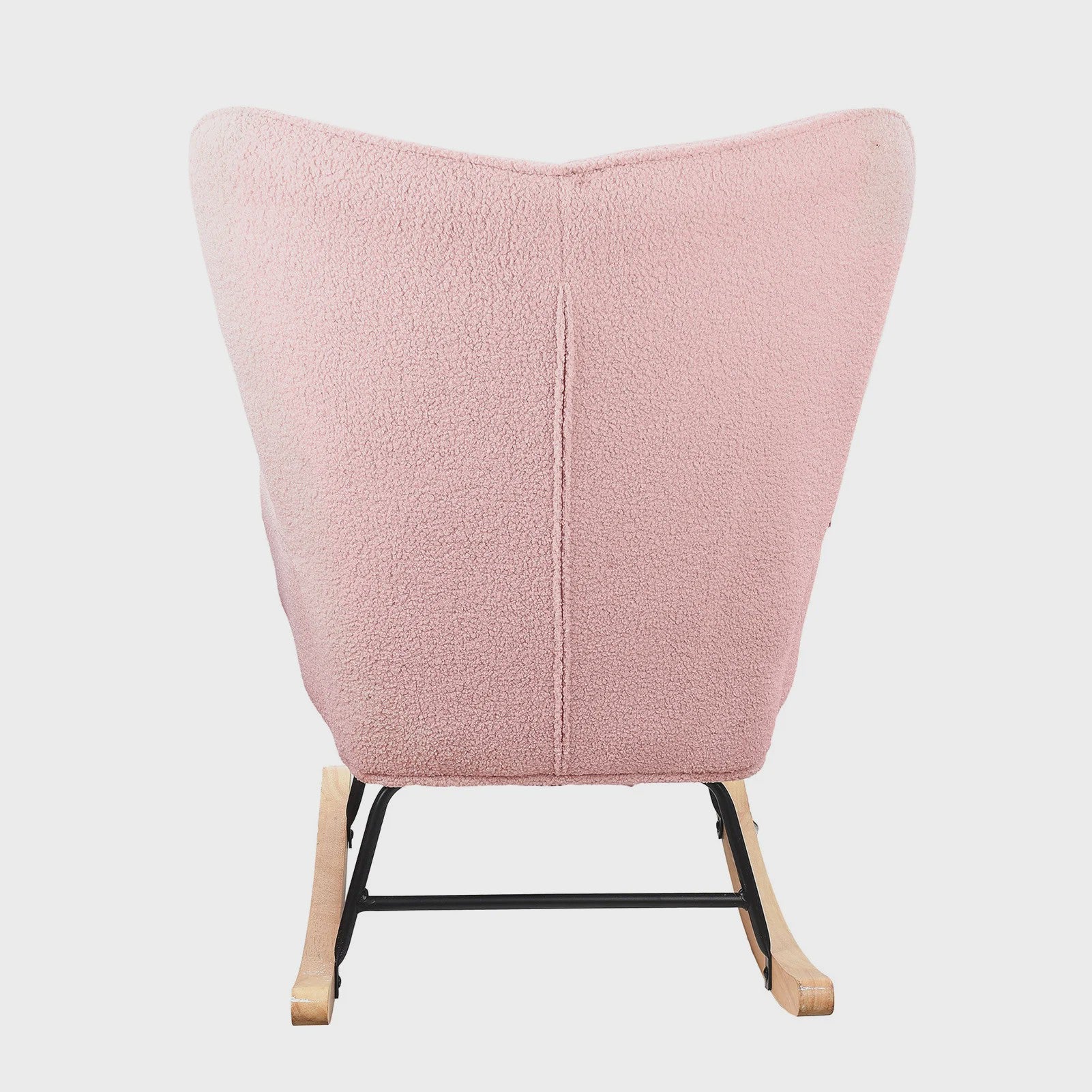 Roze Teddy Fluweel Schommelstoel met Armleuningen - Comfortabele Fauteuil voor Woonkamer & Slaapkamer