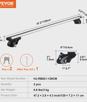 Universele Aluminium Dakdragers Crossbars - 90KG Draagvermogen - Verstelbaar