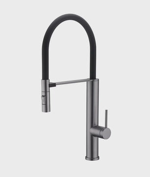 Gunmetal Keukenkraan met Uittrekbare Douche, 360° Draaibaar, Warm & Koud Water