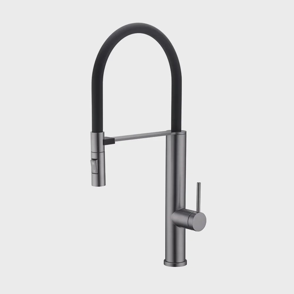 Gunmetal Keukenkraan met Uittrekbare Douche, 360° Draaibaar, Warm & Koud Water