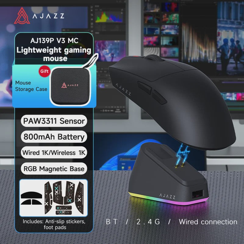 AJAZZ AJ139 V3 MC Draadloze Gaming Muis met RGB Oplaaddock - 24000 DPI, Bluetooth