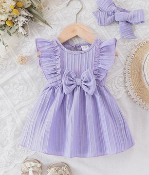 Schattige Zomerjurk Blauw voor Baby Meisjes met Ruches en Strik - 0-3 Jaar