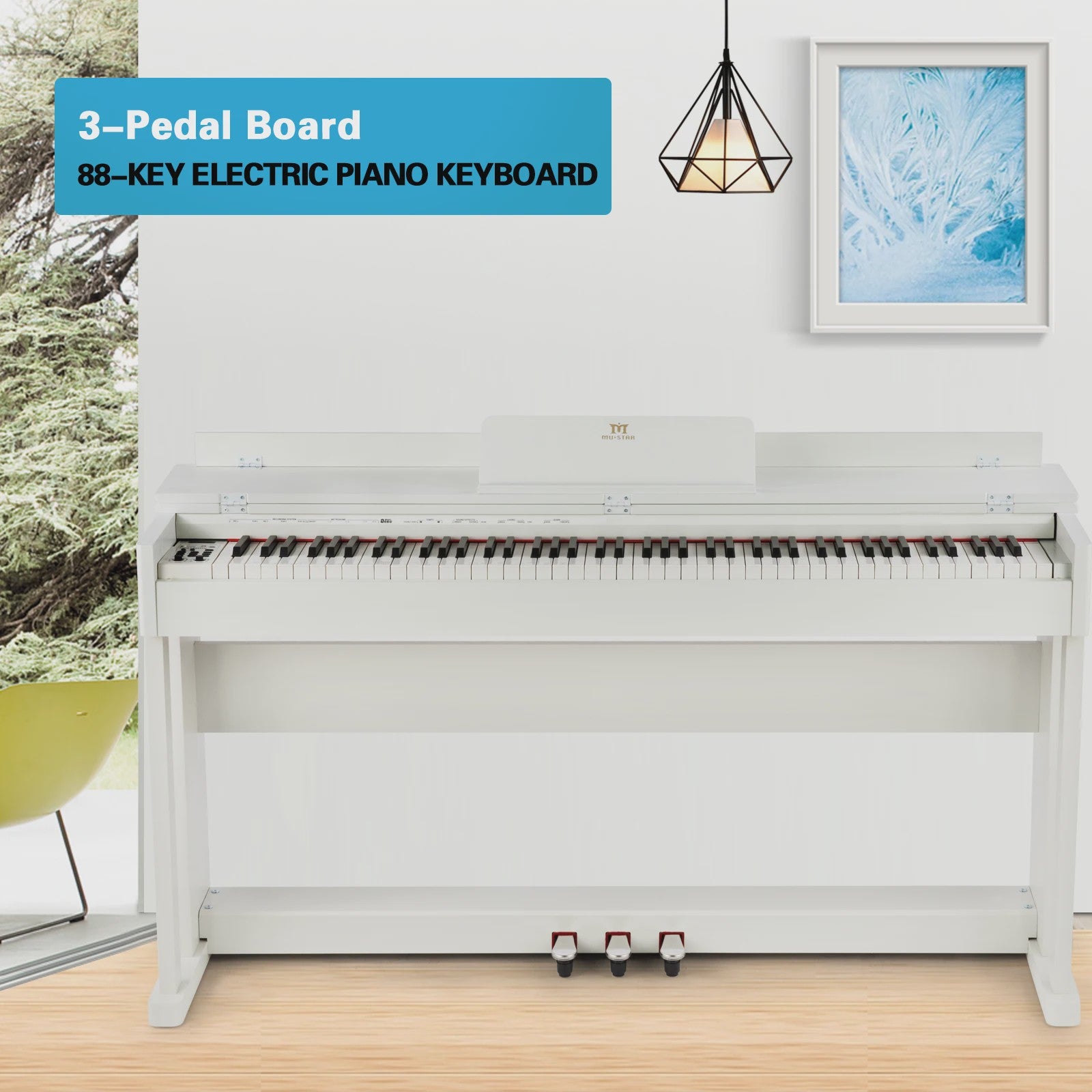 MUSTAR Digitale Piano 88 Toetsen met Hammer Mechaniek & 3 Pedalen - Zwart Houtoptiek