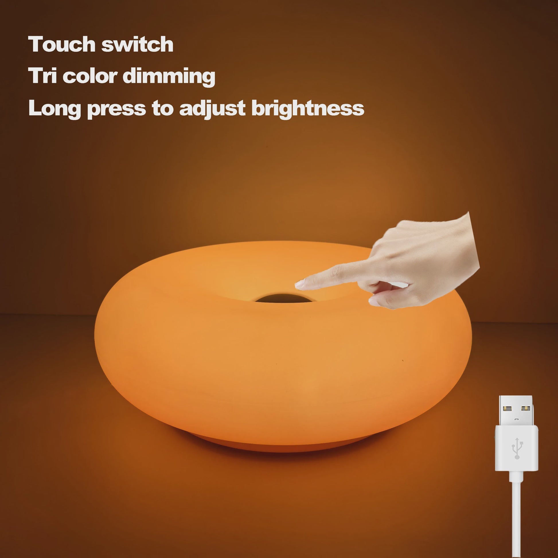 Donut Sfeerlamp met USB - Verstelbare Kleur & Helderheid - Decoratieve Tafellamp