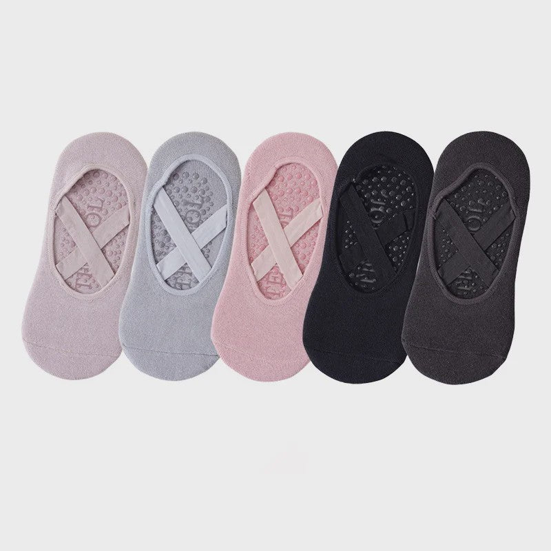 5 Paar Dames Yogakousen met Antislip Siliconen Grip - Ademend Katoen