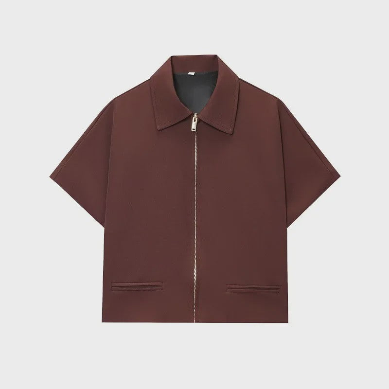 Dames Cropped Jack met Korte Mouwen - Zomerse Varsity Stijl met Rits