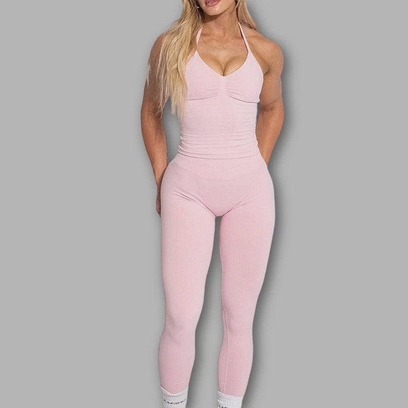 Dames Sportset: Backless Tanktop & Scrunch Seamless Legging