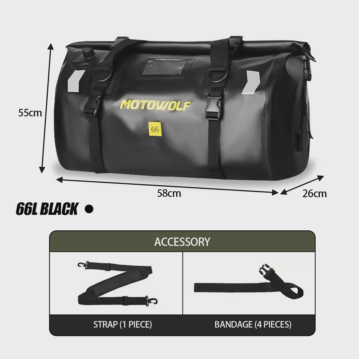 Waterdichte Motorfiets Bagagedragertas - 20/40/66L - Outdoor & Reis