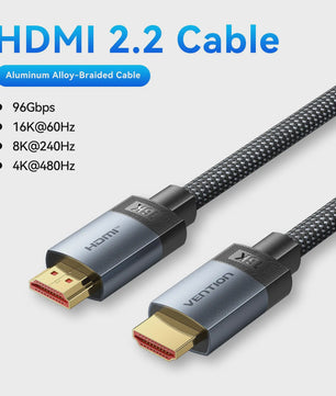 Vention HDMI 2.2 Kabel - 16K 60Hz Ultra High Speed 96Gbps voor PS5, TV, Laptop - Dolby Vision & 8K 240Hz