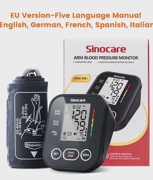Sinocare ARM-30E+ Automatische Bloeddrukmeter met Hartslagmeter en Lange Manchet